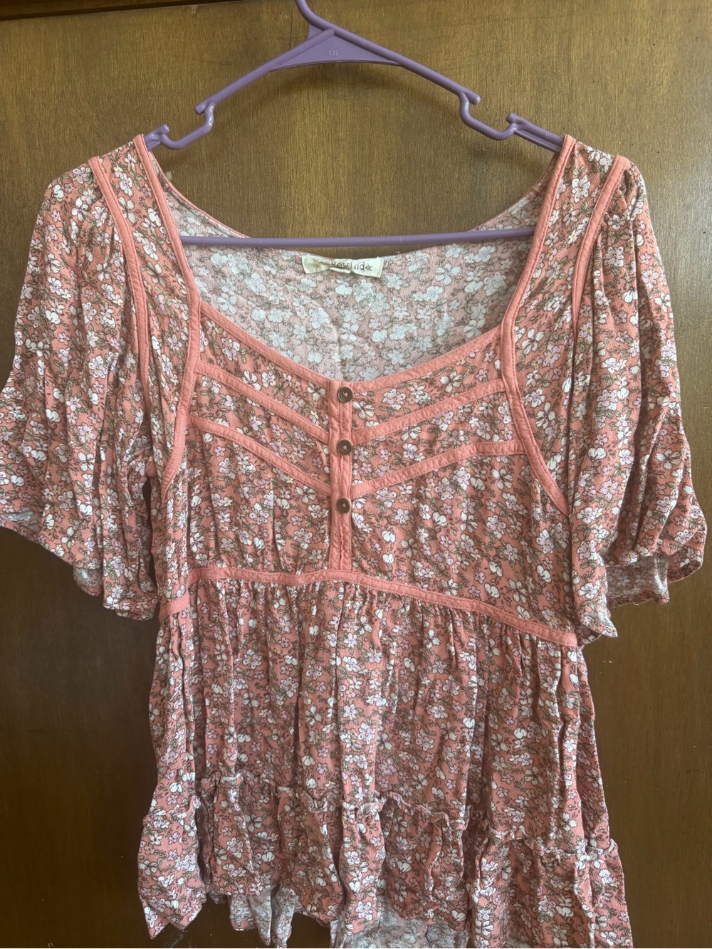 Rewind Floral Button-Front Tunic in Dusty Rose
